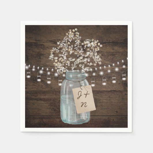 Rustic Barn Wedding Wood Mason Jar Babys Servet (Voorkant)