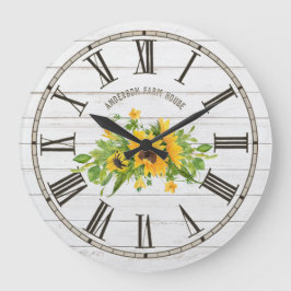 Rustic Barn White Grey Wood Sunflower Kitchen Grote Klok