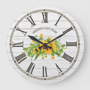 Rustic Barn White Grey Wood Sunflower Kitchen Grote Klok