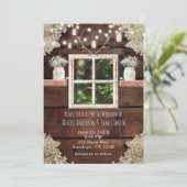 Rustic Barn Window Tree & Mason Jar Invitations Kaart (Staand voorkant)