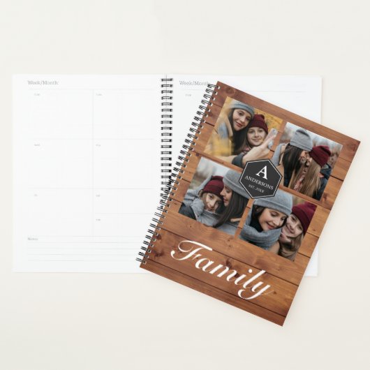 Rustic Barn Wood 4 Afbeeldingen Familie Foto Colla Planner (Display)