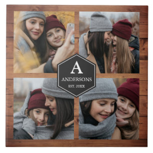 Rustic Barn Wood 4 Afbeeldingen Familie Foto Colla Tegeltje