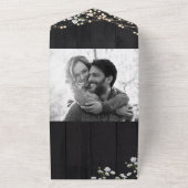 Rustic Barn Wood Baby's Breath Lights Wedding All In One Uitnodiging (Buitenkant)