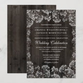 Rustic Barn Wood Baby's Breath Wedding Invitations Kaart (Voorkant / Achterkant)