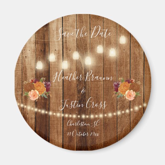 Rustic Barn Wood bespaart de datum Magneet (Voorkant)
