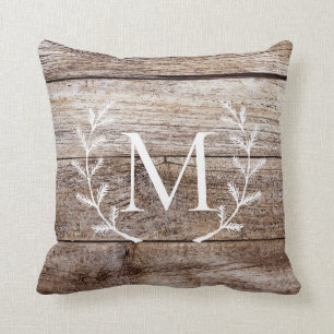 Rustic Barn Wood Boerderij House Custom Monogramed Kussen