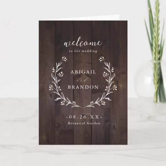 Rustic Barn Wood Boho Floral country Wedding Programma (Voorkant)