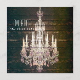 Rustic Barn Wood Chandelier bruiloft Kaart