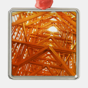 Rustic Barn Wood Construction Metalen Ornament