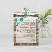 Rustic Barn Wood Country LOVE Wedding Invitations Kaart (Staand voorkant)