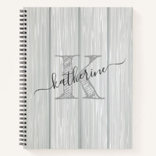 Rustic Barn Wood Country Monogramed Notitieboek