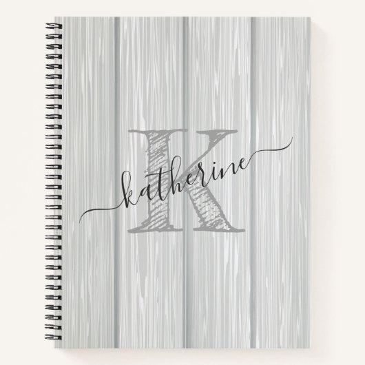 Rustic Barn Wood Country Monogramed Notitieboek (Voorkant)