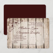 Rustic Barn Wood Country Wedding Invitations Kaart (Voorkant / Achterkant)