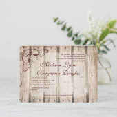 Rustic Barn Wood Country Wedding Invitations Kaart (Staand voorkant)