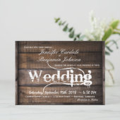 Rustic Barn Wood Country Wedding Invitations Kaart (Staand voorkant)