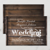 Rustic Barn Wood Country Wedding Invitations Kaart (Voorkant / Achterkant)