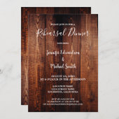Rustic barn wood country wedding rehearsal dinner kaart (Voorkant / Achterkant)