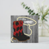 Rustic Barn Wood Cowboy Baby shower Uitnodiging (Staand voorkant)