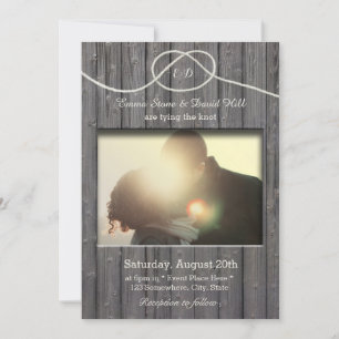 Rustic Barn Wood die de Knot Photo Wedding bindt Kaart