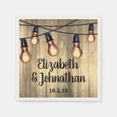 Rustic Barn Wood & Edison Bulb String Lights Servet (Voorkant)