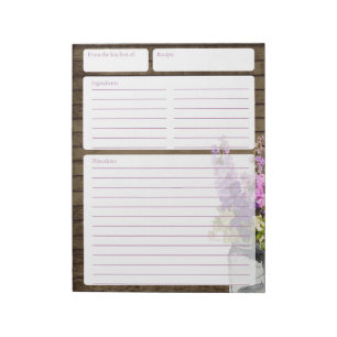 Rustic Barn Wood en Jar of Flowers Recipe Pages Notitieblok