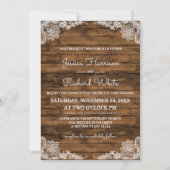 Rustic Barn Wood en Lace Wedding Invitation Kaart (Voorkant)