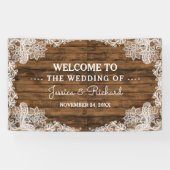 Rustic Barn Wood en Lace Wedding Spandoek (Horizontaal)
