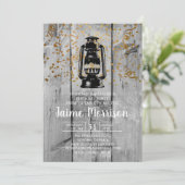 Rustic Barn Wood en Lantern Picnic Birthday Party Kaart (Staand voorkant)