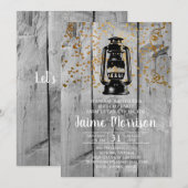 Rustic Barn Wood en Lantern Picnic Birthday Party Kaart (Voorkant / Achterkant)