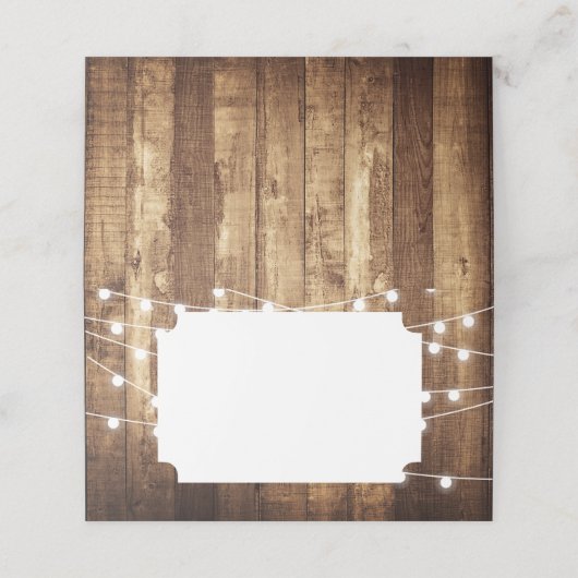 Rustic Barn Wood Fairy Lights Blank Folded Wedding (Buitenkant ongevouwen)