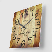 Rustic Barn Wood Farmhouse Aangepaste familienaam  Vierkante Klok (Hoek)