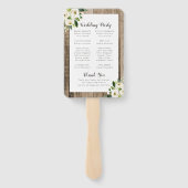 Rustic Barn Wood Floral Wedding Ceremony Programme Handwaaier (Achterkant)