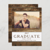 Rustic Barn Wood Foto Afstuderen Aankondiging (Voorkant / Achterkant)