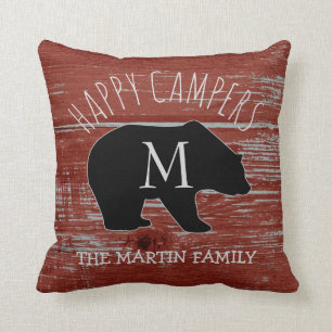 Rustic Barn Wood Happy Campers Beer Monogram Kussen