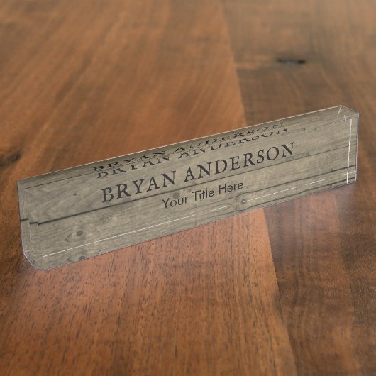 Rustic Barn Wood Kijk Desk Name Bord Naambordje (Zijkant)