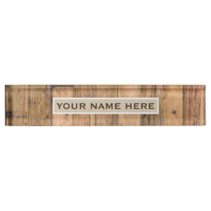 Rustic Barn Wood & Kraft Bord van gepersonaliseerd Naambordje