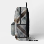 Rustic Barn Wood Lace Boho Chic Office Workspace  Bedrukte Rugzak (Rechts)