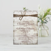 Rustic Barn Wood Lace Bridal Shower Invitations Kaart (Staand voorkant)