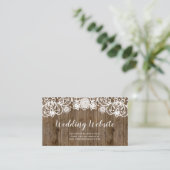 Rustic Barn Wood Lace Calligraphy Wedding Website Informatiekaartje (Staand voorkant)