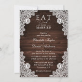 Rustic Barn Wood Lace Eat Drink and be Married Kaart (Voorkant)