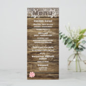 Rustic Barn Wood & Lace Menu Mariage (Debout devant)