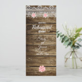 Rustic Barn Wood & Lace Rehearsal Dinner Kaart (Staand voorkant)