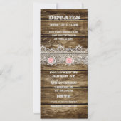 Rustic Barn Wood & Lace Rehearsal Dinner Kaart (Achterkant)