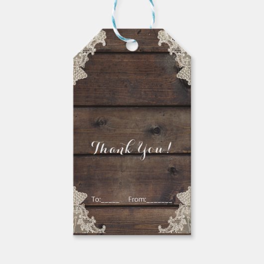 Rustic Barn Wood & Lace Romantic Elegant Wedding Cadeaulabel (Voorkant)