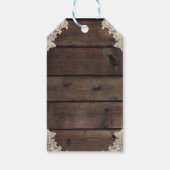 Rustic Barn Wood & Lace Romantic Elegant Wedding Cadeaulabel (Achterkant)