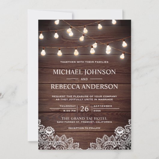 Rustic Barn Wood Lace String Lights Kaart (Voorkant)