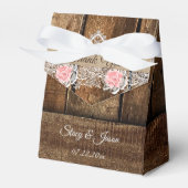 Rustic Barn Wood & Lace Wedding Bedankdoosjes (Voorkant Zijde)