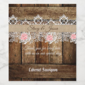 Rustic Barn Wood & Lace Wedding Favor Wijn Etiket (Enkel label)