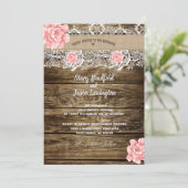 Rustic Barn Wood & Lace Wedding Kaart (Staand voorkant)