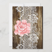 Rustic Barn Wood & Lace Wedding Kaart (Achterkant)